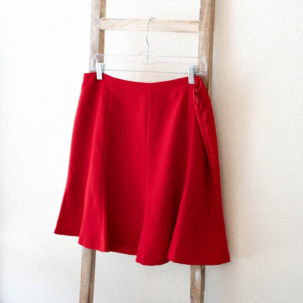 EUC LAUREN RALPH LAUREN FLARED A LINED SKIRT RED SZ 10